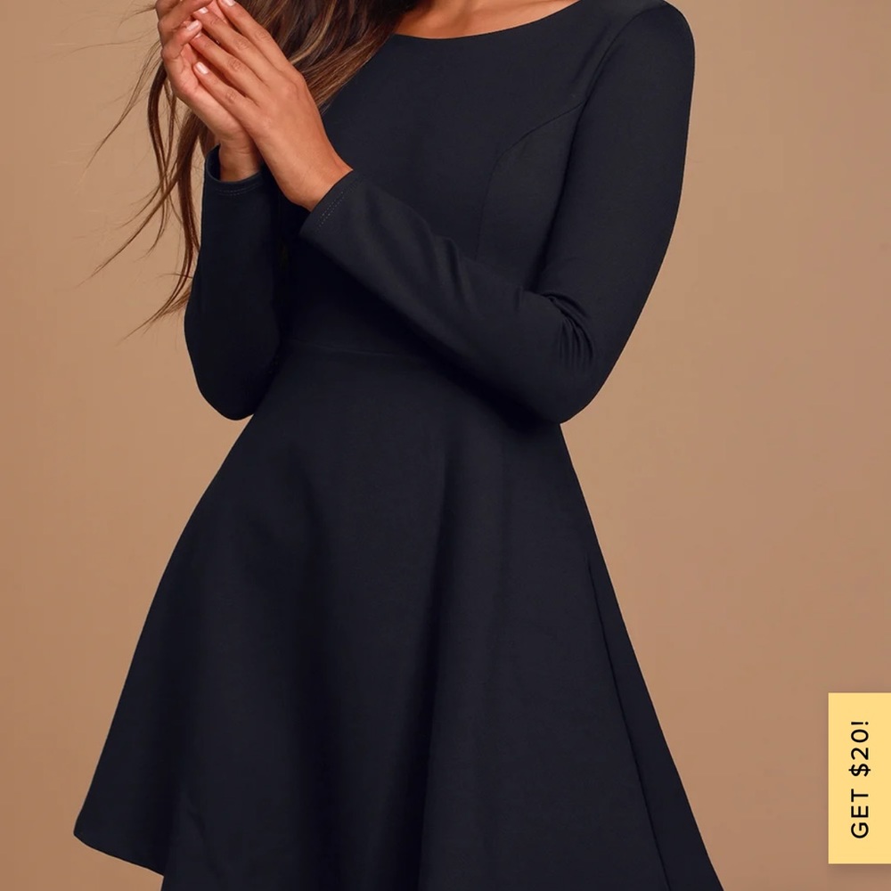 Lulus Forever Chic Black Long Sleeve Dress, M - Picture 2 of 5